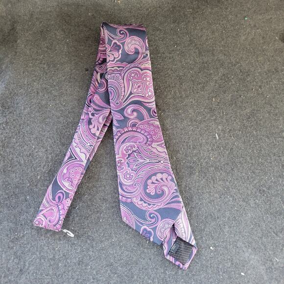 Michael Kors MK Scalloped Paisley silk tie, gray pink New with tag - Picture 1 of 5